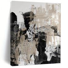 Load image into Gallery viewer, “Monochrome Textured Abstraction” Abstract Black - and - Beige Painting on Canvas, Modern Wall Decor DKH966