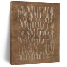 Load image into Gallery viewer, Brown & White Stitch - like Abstract Canvas Painting, Perfect for Bohemian Living Room & Rustic Café LargeART1095