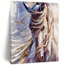 Load image into Gallery viewer, “White Horse with Flowing Mane” - Impressionistic Equine Art on Canvas DKH1653