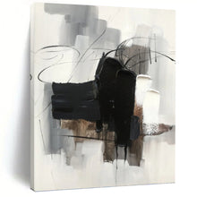 Load image into Gallery viewer, “Abstract Black and White Expressions” - Black, White, Grey Abstract Art on Canvas DKH1275