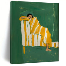 Load image into Gallery viewer, Green - Yellow Abstract Figure Painting, Ideal for Bohemian Bedroom & Cozy Reading Nook LargeART2033