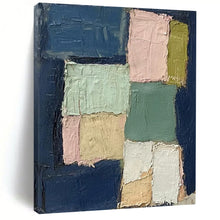Load image into Gallery viewer, “Pastel Blocks on Navy” - Minimalist Abstract Acrylic, Ideal for Scandinavian - Style Home and Art Gallery DTP013