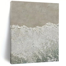 Load image into Gallery viewer, “Serene Beach Aerial” - Beige, White Abstract Coastal Art on Canvas DKH1127