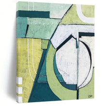 Load image into Gallery viewer, Geometric Green Abstract Painting - Great for Mid - Century Home & Nature - Lover’s Office LargeART2375