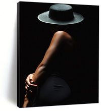 Load image into Gallery viewer, “Silhouette in Black Hat” - Dramatic Figurative Art on Canvas DKH1606