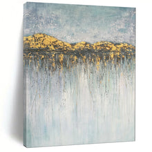 Load image into Gallery viewer, Gold & Blue Textured Mountain Drip Abstract Art, Ideal for Luxe Bedroom & Inspirational Office LargeART2077