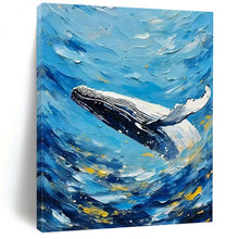 Load image into Gallery viewer, Blue - Ocean Whale Abstract Painting, Perfect for Nautical Bedroom & Beach House Living LargeART2282