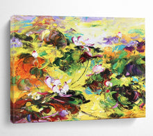 Load image into Gallery viewer, Vibrant Lotus Pond Abstract Painting on Canvas - “Colorful Blooms” DKH635