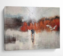 Load image into Gallery viewer, Abstract Landscape Painting with Gray, Red, and White for Modern Art Space & Thoughtful Library DKH299