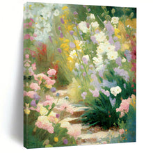Load image into Gallery viewer, “Impressionist Flower Garden Path” - Colorful Floral Landscape Art on Canvas DKH1356