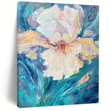 Load image into Gallery viewer, “Textured White Flower” Abstract Impasto Floral Painting on Canvas, Bold Botanical Art DKH942