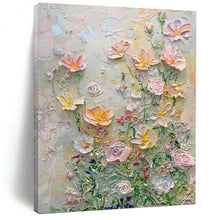 Load image into Gallery viewer, “Impasto Flower Garden” - Colorful Textured Floral Art on Canvas DKH1384