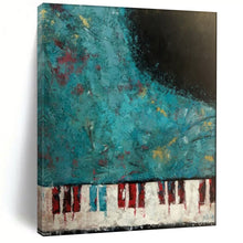 Load image into Gallery viewer, Teal - Toned Abstract Piano Painting, Suited for Music Room & Creative Lounge LargeART1998