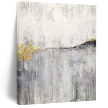 Load image into Gallery viewer, “Abstract Grey Landscape with Gold Blossoms” - Grey, Gold Abstract Art on Canvas DKH1173