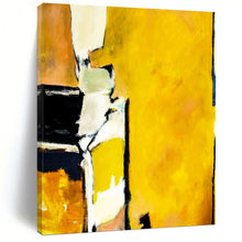 Load image into Gallery viewer, “Vibrant Yellow Energy” - Yellow, Black, White, Orange Abstract Art on Canvas DKH1101