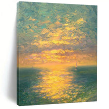 Load image into Gallery viewer, Colorful Sunset Ocean Abstract Painting, Perfect for Coastal Bedroom & Relaxing Balcony Lounge LargeART2070