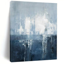 Load image into Gallery viewer, Blue - Gray Abstract Drip Abstract Canvas Painting, Ideal for Coastal Home Office & Serene Bedroom LargeART1138