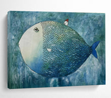 Load image into Gallery viewer, Whimsical Fish Abstract Painting for Kids’ Room & Eclectic Living Space DKH218