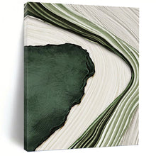 Load image into Gallery viewer, “Green & White Swirling Abstraction” - Dynamic Abstract Art on Canvas DKH1473