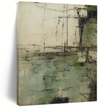 Load image into Gallery viewer, Large - Format Hand - painted Green & Gray Abstract Landscape Sketch Art for Rustic - Chic Dining Rooms LargeART0160