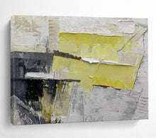 Load image into Gallery viewer, Bold Yellow & Gray Abstract Painting on Canvas - “Urban Spark” DKH595