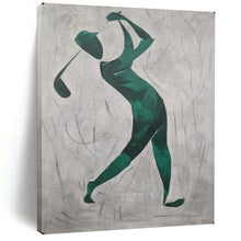 Load image into Gallery viewer, Abstract Painting Green Golfer Silhouette Art for Game Room & Sports Bar Decor LargeART2162