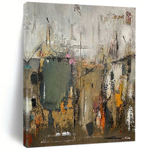 Load image into Gallery viewer, “Urban Chaos: Gray - Toned Abstract” Abstract Painting on Canvas, Industrial Loft Decor DKH1038