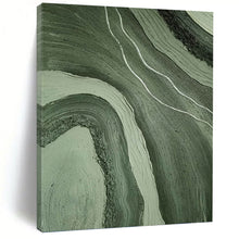 Load image into Gallery viewer, “Green & White Flowing Textures” - Nature - inspired Abstract Art on Canvas DKH1484
