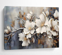 Load image into Gallery viewer, Textured Floral Abstract Painting on Canvas - “Neutral Blooms” DKH707