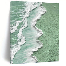 Load image into Gallery viewer, “Green Coast & White Waves” - Textured Coastal Art on Canvas DKH1505