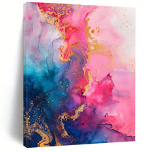 Load image into Gallery viewer, “Liquid Gold & Color Swirl” – Alcohol Ink Painting with Fluid Patterns DTP286