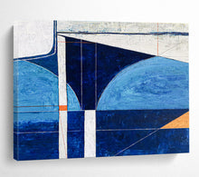 Load image into Gallery viewer, Geometric Blue - Toned Abstract Painting on Canvas DKH540