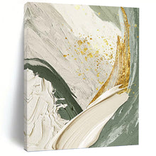 Load image into Gallery viewer, “Green & Gold Abstract Swirls” - Luxe Abstract Art on Canvas DKH1495