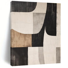 Load image into Gallery viewer, Beige - Gray - Black Geometric Abstract Painting, Perfect for Mid - Century Modern Living Room & Chic Home Office LargeART1371
