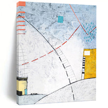 Load image into Gallery viewer, “Abstract Urban Pathways” - Blue, Red, and Yellow Line Art, Abstract Painting on Canvas DKH1092