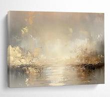 Load image into Gallery viewer, Gold - Accented Hazy River Abstract Painting for Luxury Bedroom & Elegant Dining Room DKH323