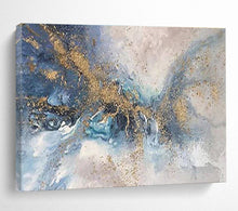 Load image into Gallery viewer, Blue - Gold Swirl “Luxury Abstract” Painting on Canvas, Opulent Modern Art DKH893