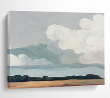 Load image into Gallery viewer, Gray - White Cloud “Tranquil Field Horizon” Painting on Canvas, Serene Wall Accent DKH793