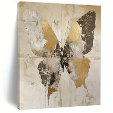 Load image into Gallery viewer, Textured Abstract Butterfly Art, Gold - and - Neutral Toned Painting for Bohemian Living Room & Nature - Inspired Office LargeART2206
