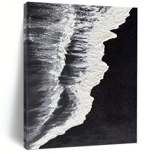 Load image into Gallery viewer, “Monochrome Shoreline” Abstract Coastal Painting on Canvas, Minimalist Decor DKH962