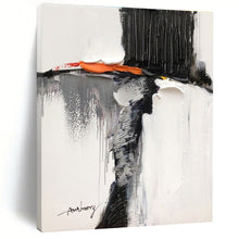 Load image into Gallery viewer, Custom Large Textured Black - White - Orange Art - Ideal for Industrial Loft & Art - Centric Restaurant LargeART0791
