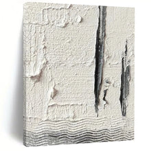 Load image into Gallery viewer, “Textured White & Gray” – Thick white paint with gray vertical strokes, wavy bottom texture DTP371