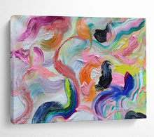 Load image into Gallery viewer, Vibrant Curved Abstract Painting with Pink, Purple, and Orange for Modern Bedroom & Creative Studio DKH292