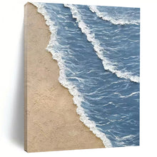 Load image into Gallery viewer, “Textured Beach Waves” – Realistic, textured beach scene with blue waves and beige sand. DTP333