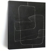 Load image into Gallery viewer, “White Lines on Black” - Black, White Abstract Line Art on Canvas DKH1150