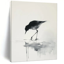 Load image into Gallery viewer, Monochromatic Ink - Wash Bird Painting, Ideal for Zen - Inspired Bathroom & Calming Reading Nook LargeART1932