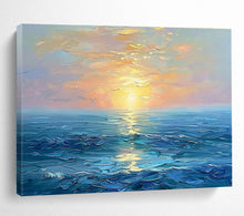 Load image into Gallery viewer, Impressionistic Sunset Seascape Painting on Canvas - “Golden Ocean Horizons” DKH767
