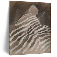 Load image into Gallery viewer, Striped Figure and Mountains Abstract Art, Perfect for Adventure - Themed Office & Nature - Loving Bedroom LargeART2030