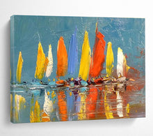 Load image into Gallery viewer, Colorful Sailboats Abstract Painting for Coastal Home & Nautical Café DKH254