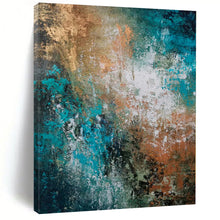 Load image into Gallery viewer, Hand - painted Large - sized Teal and Copper Abstract Blend Acrylic Art for Modern Lounges LargeART0019